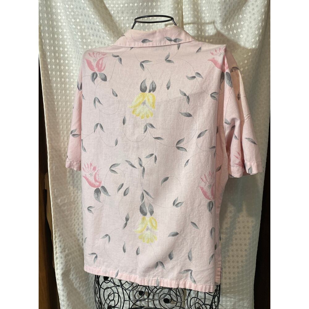 Vintage TanTrums Cotton/Linen Blend Pink Camp Shirt Size L - Picture 7 of 8